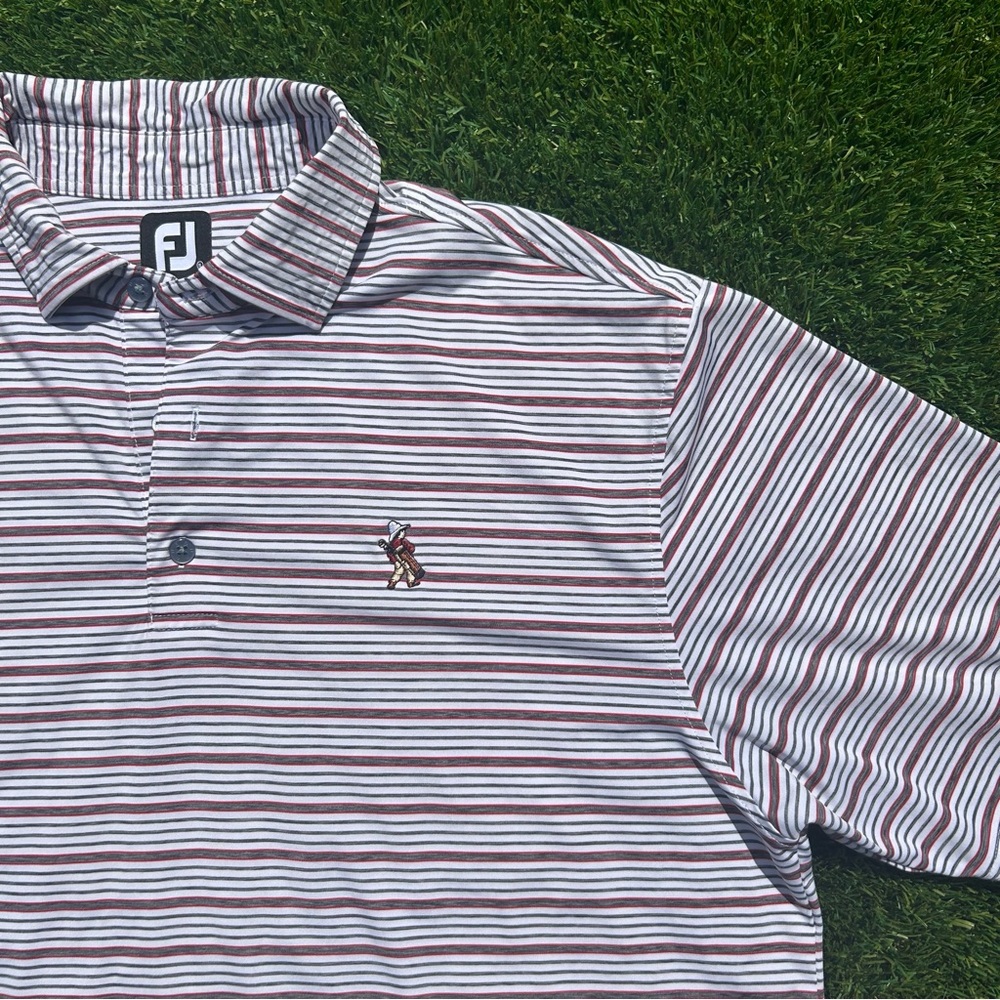 Footjoy Pinehurst Members Logo Men’s XL Performance Polo Red White Gray Shirt
